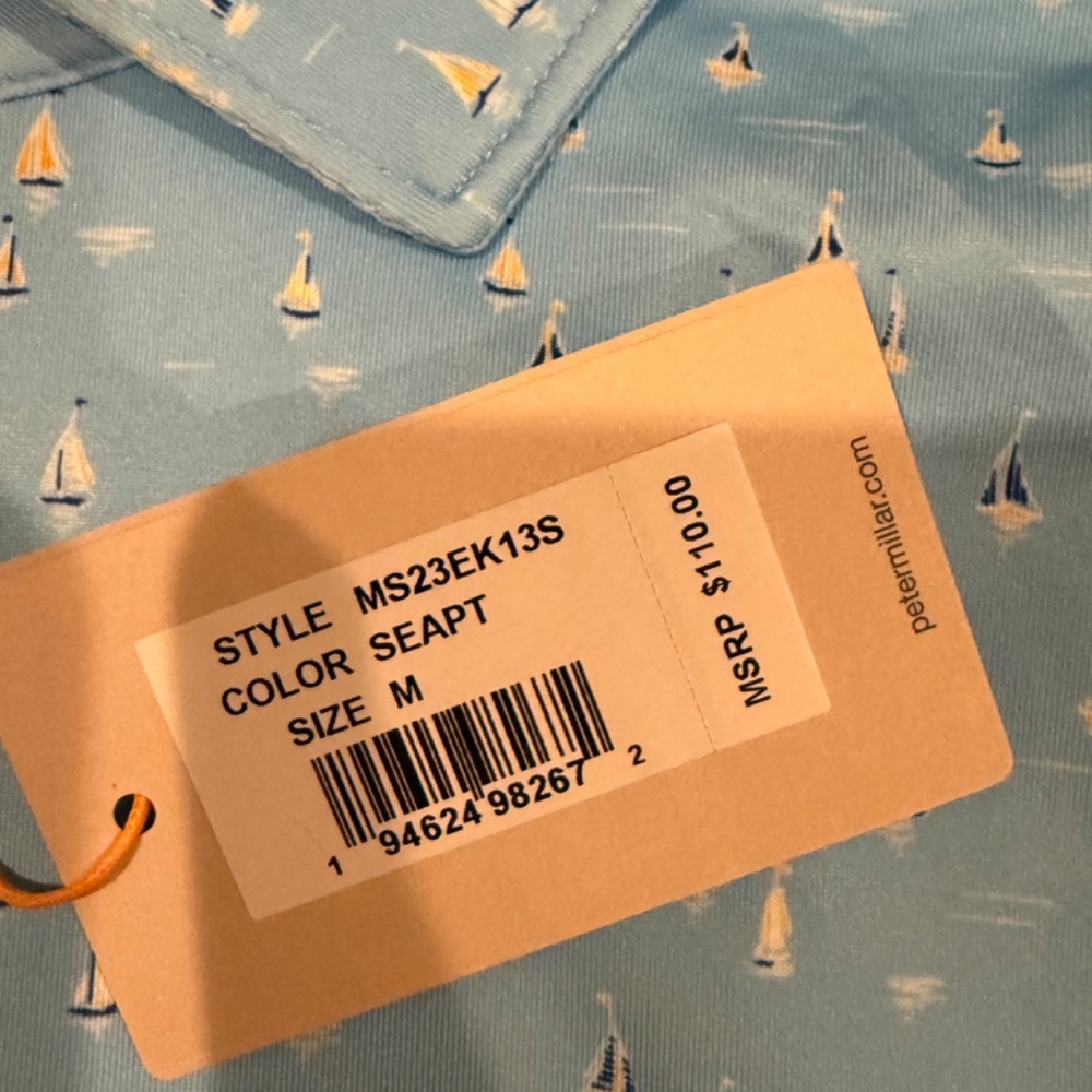 Peter Millar Men's Medium Sailing Away Performance Polo MSRP $110 - Picture 6 of 7